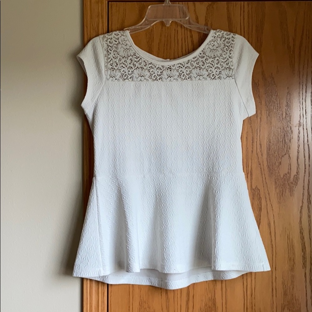 White lace peplum top by Studio Y